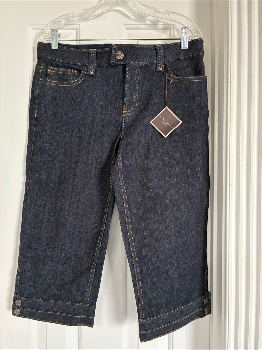 Ann Taylor Dark Indigo Relaxed Capri Jeans
